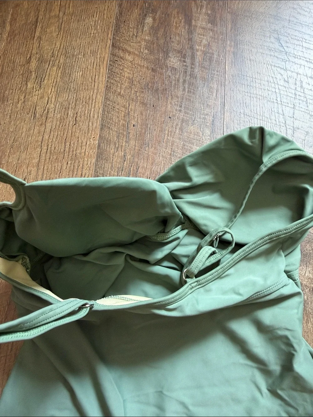 Olive Ruched Tankini Set - Two Piece Swimwear
